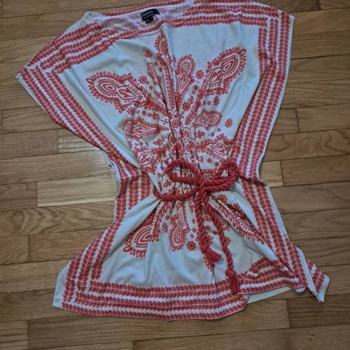 Boho coral top used with belt, multicolor, Bianco, size XS
