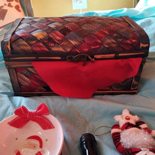 Christmas chest like new with local Monemvasia wine and decorations