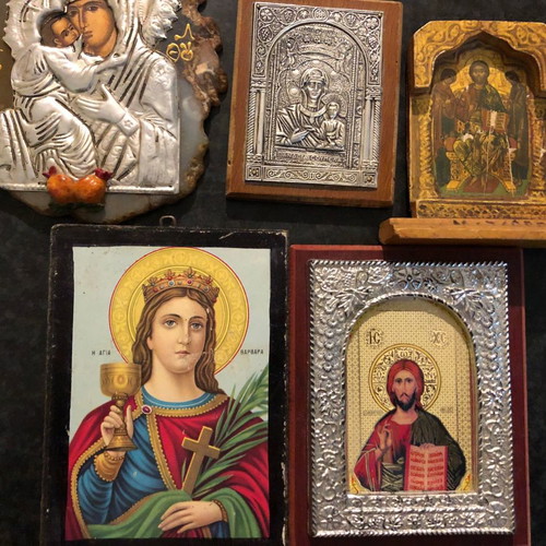Christian Orthodox icons used, pack of 5 pieces