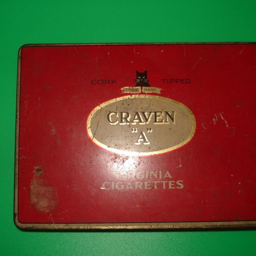 Craven tin box used from cigarettes