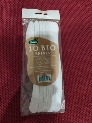 Duni bioplastic knives 18 cm, pack of 10, new