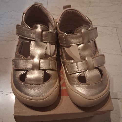 Girls' sandals size 27 like new, leather, pink and gold