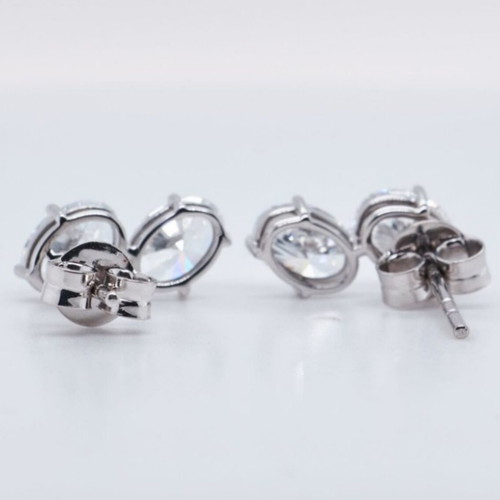 Diamond earrings certified, 14k white gold, 2.23 CT total
