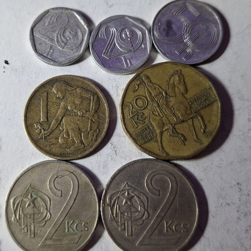 Lot of 7 Czech coins