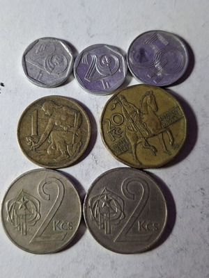 Lot of 7 Czech coins
