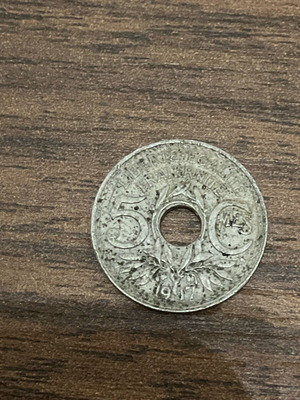 5 centimes 1917 used, France