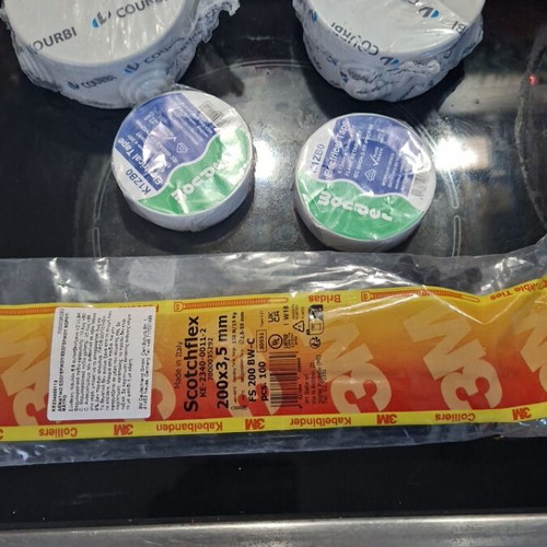 Insulating tapes, round junction boxes and cable ties pack new