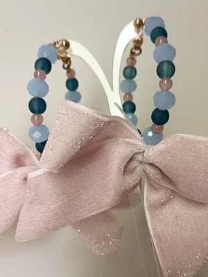 Earrings funky with velvet bows new, blue and pink