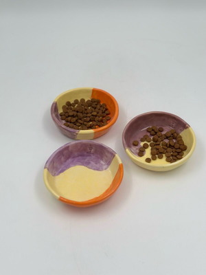 Handmade ceramic bowls set of 3, new, multicolor