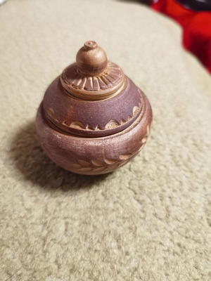 Wooden spice container used with vintage wood carving