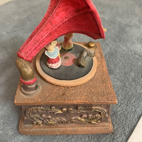 Vintage music box with figures used, functional
