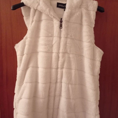 Fur vest with hood one size fits large new