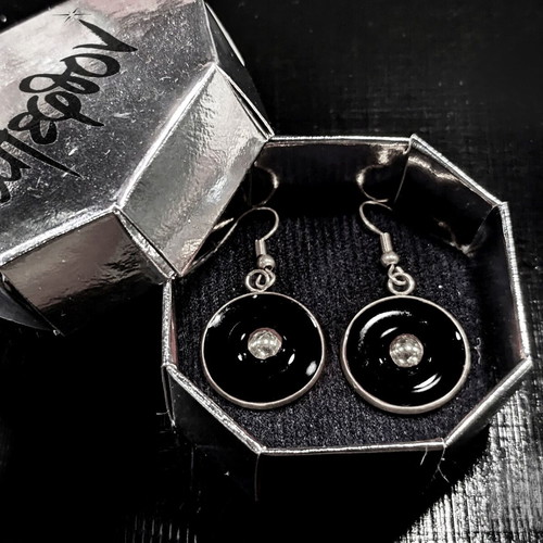 Midnight Orbit Earrings new, black and silver, handmade stainless steel