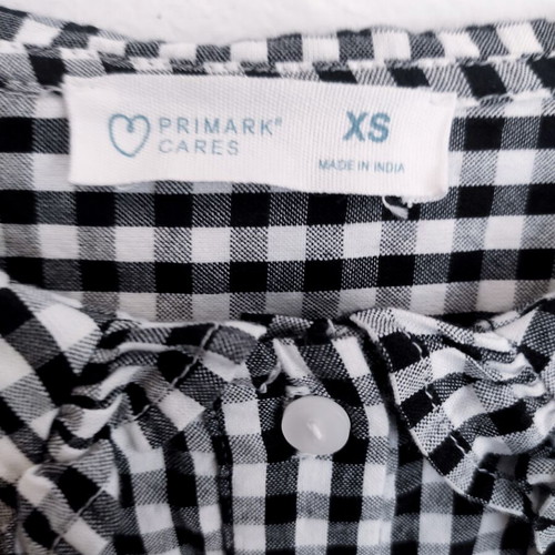 Peter Pan Collar Gingham Shirt Primark like new, black and white, XS