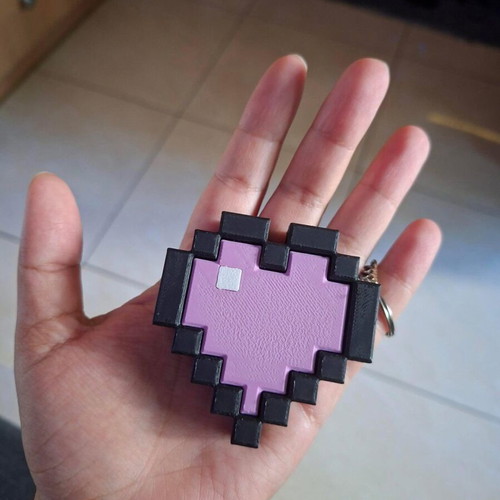 Heart keychain like new, 3D printed with three filament colors