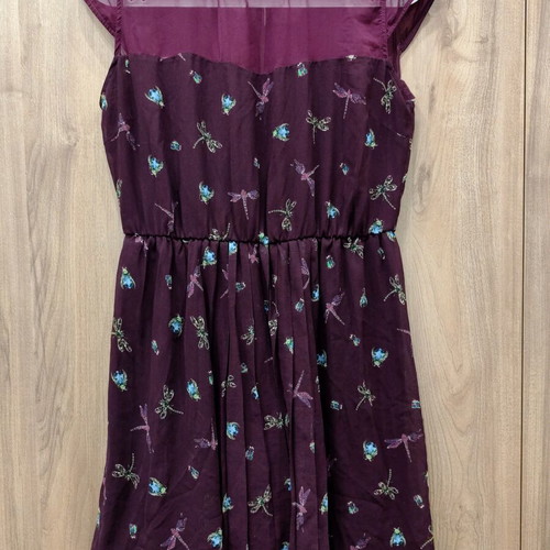 Stradivarius Y2K dragonfly mini dress, burgundy