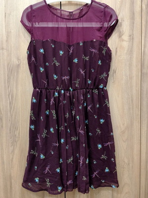 Stradivarius Y2K dragonfly mini dress, burgundy