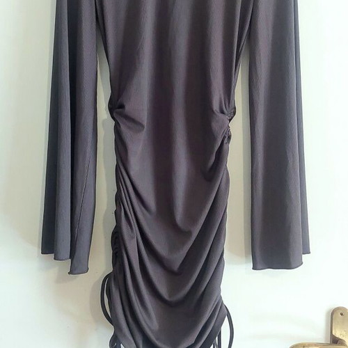 Shein ribbed dress with drawstrings, grey, size Medium