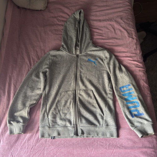 Puma hoodie with zipper like new, gray, size 152 cm