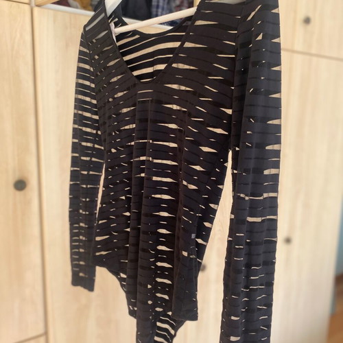 Black transparent striped bodysuit Mango size medium like new