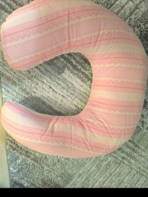 Breastfeeding pillow like new pink with polka dot design