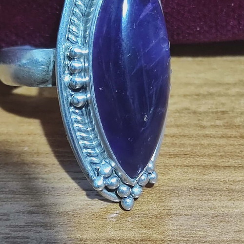 Silver ring 925 with amethyst like new, size 18