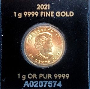 2021 1 g MAPLE LEAF 9999 FINE GOLD