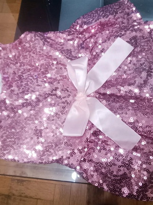 Pink shiny dog dress size S/M like new