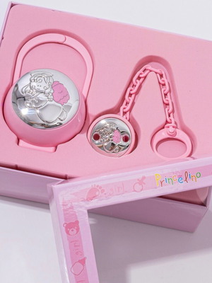 Silver Princelino pacifier set in pink color new