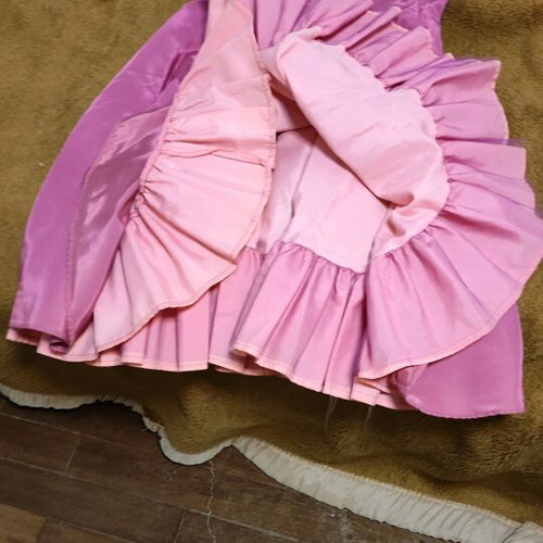 Pink dress made of taffeta with petticoat used, size M