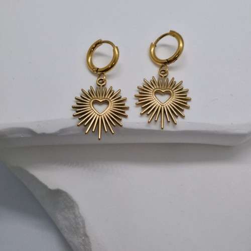 Stainless steel earrings gold color, new, 1cm hoops