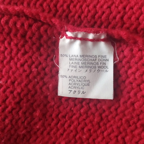 Blouse used red, warm, merino wool, size M