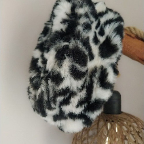 French fur hat black and white like new, size 56