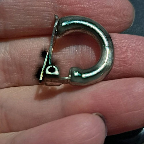 Vintage silver clip-on earrings used, crescent shape
