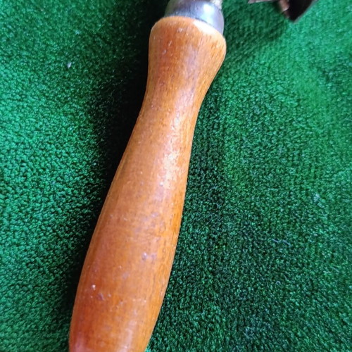 Vintage mechanical flint gas lighter with wooden handle