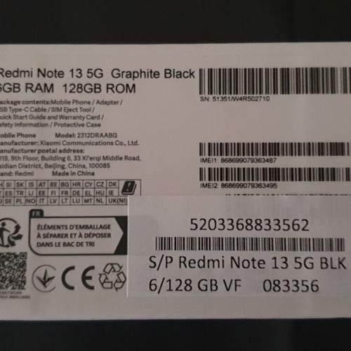 Redmi Note 13 5G like new, black, 128GB, Android, dual SIM
