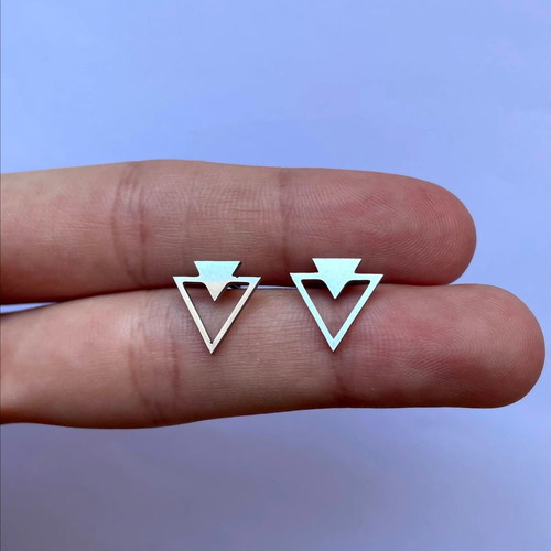 Stainless Steel Triangle Earrings new, geometric double triangle design