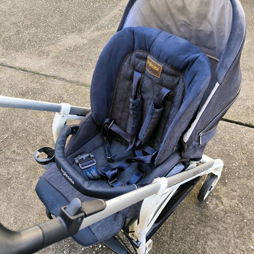 Iglesina Blue Jeans stroller used with all accessories