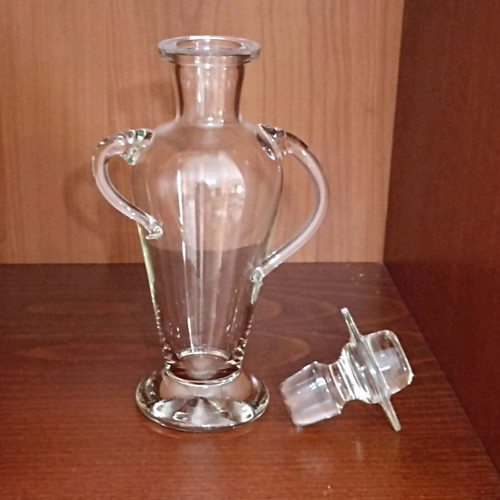 Decorative glass carafe vintage figure with male hat