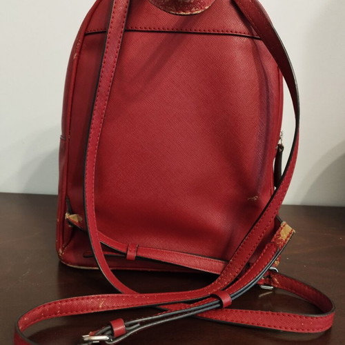 Guess women's red backpack used with wear on edges and straps