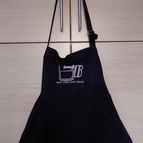 Barista apron with Buondi coffee print, black, like new