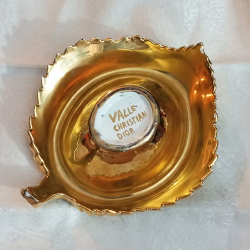 Christian Dior Galle gold-plated ceramic and porcelain ashtray 1960s