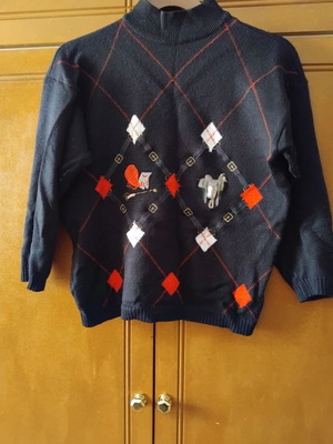 Knitted turtleneck sweater navy blue used, size S/M