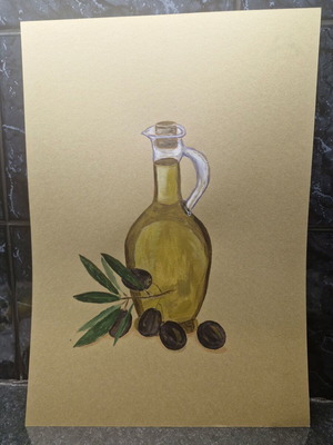 Acrylic painting on colored paper A3 new