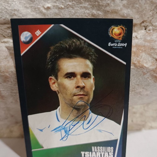 Panini Euro 2004 sticker used with Vassilis Tsiartas autograph