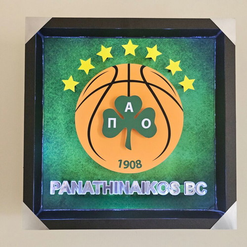 Handmade Panathinaikos BC lighted frame new
