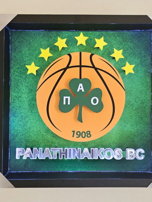 Handmade Panathinaikos BC lighted frame new