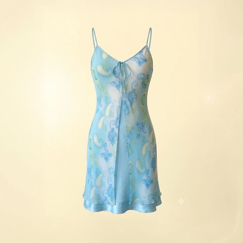 Fairycore satin blue dress Y2K vintage