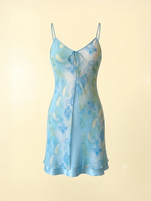 Fairycore satin blue dress Y2K vintage