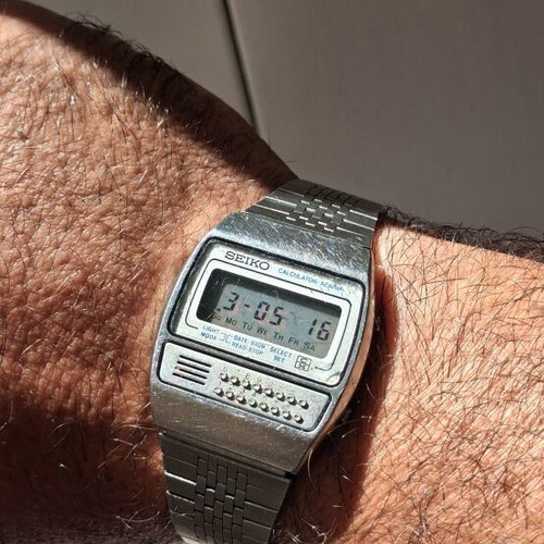 Seiko Calculator Alarm watch 1989 vintage, used, gray silver